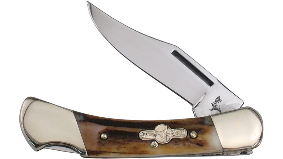 German Bull Lockback Folding Knife, 2.5in Mirror SS Clip Point Blade, Brown Jigged Bone Handle, GB-110