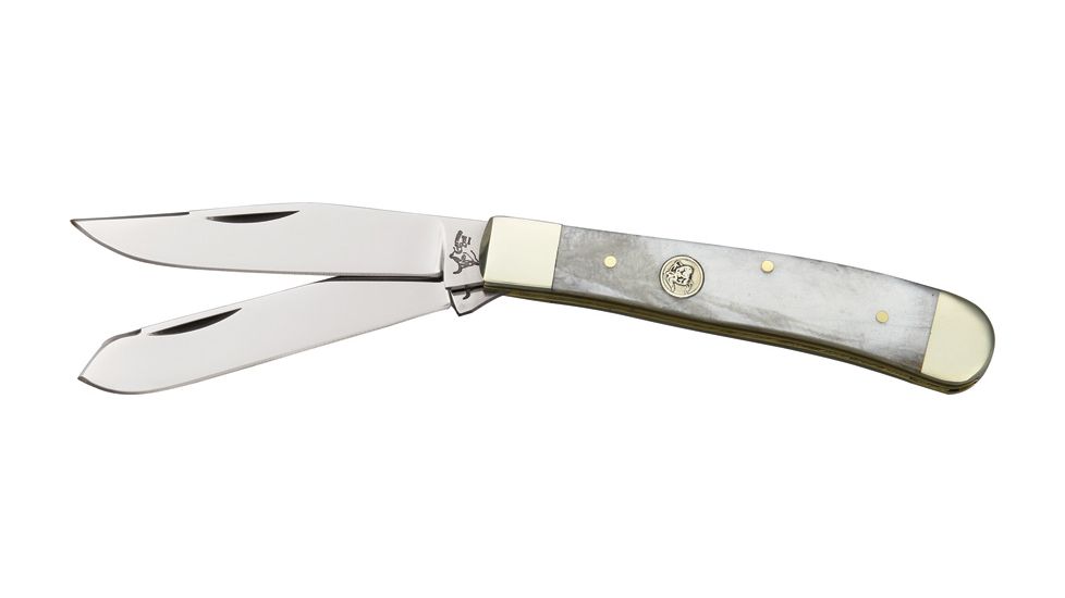 German Bull Trapper Cracked Ic Folding Knife,Stainless Clip and Spey Blade, Cracked Ice Celluloid Handle GB254CI