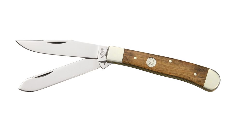 German Bull Trapper Olive Wood Folding Knife,Stainless Clip and Spey Blade, Olive Wood Handle GB254OL