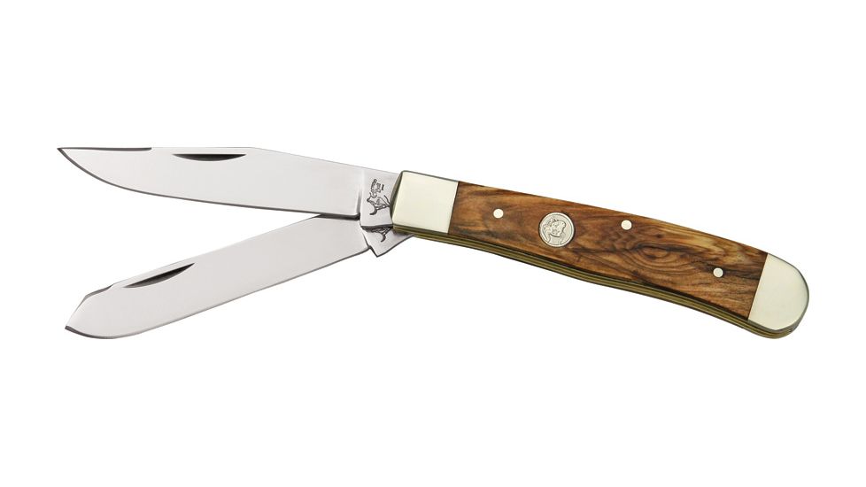 German Bull Trapper Walnut Folding Knife,Stainless Clip and Spey Blade, Walnut Handle GB254WAL