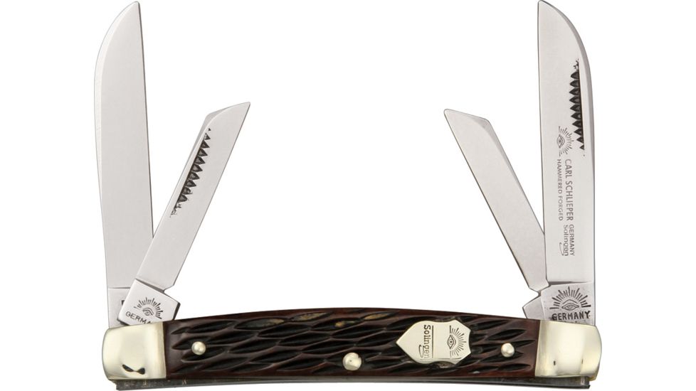 German Eye Congress Folding Knife,3.375in closed,Solingen Steel Blade, Black Jigged Bone Handle GE56B