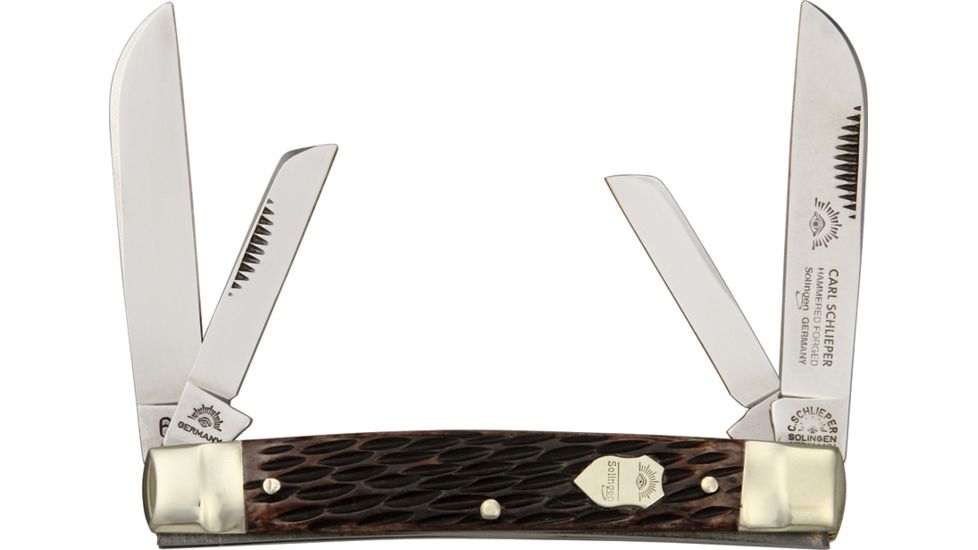 German Eye Congress Folding Knife,4in closed,Solingen Steel Blade, Black Jigged Bone Handle GE60B