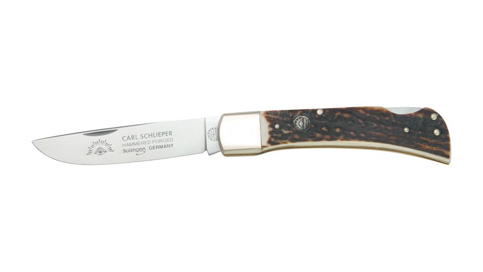 German Eye Lockback Folding Knife,Steel Blade, Deer Stag Handle GE99DSL