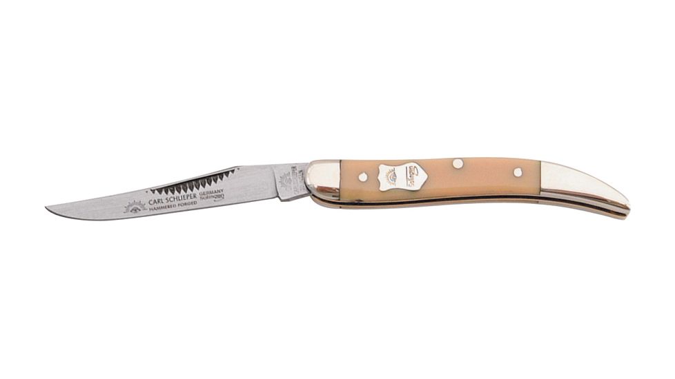 German Eye Toothpick Folding Knife,Solingen Long Clip Blade, Yellow Celluloid Handle GETPY