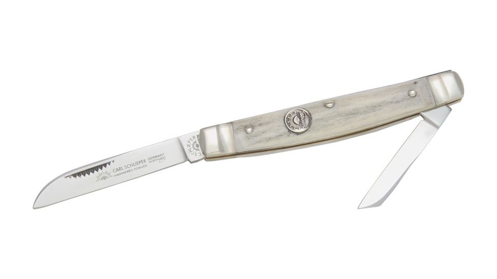 German Eye Two Blade Congress Folding Knife,Sheepsfoot/Coping Blade, Genuine Deer Stag Handle GE54DS
