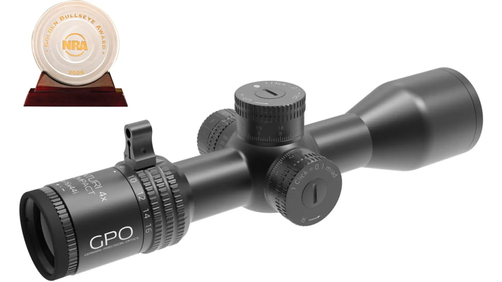 German Precision Optics OPMOD CENTURI SuperCompact 4-16x44mm 30mm Tube Rifle Scope, FFP, Mil-base PLRi Reticle, Black, RCX450 OP