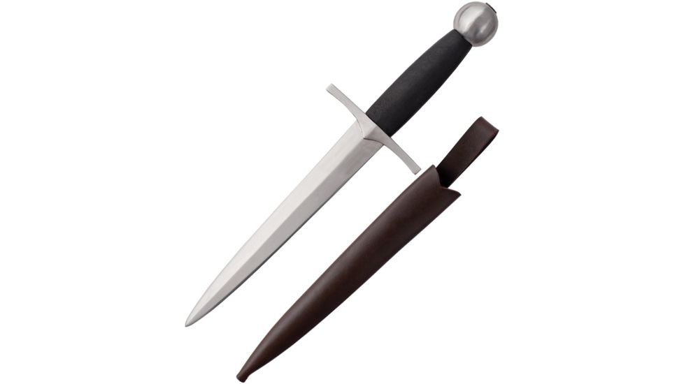 Get Dressed For Battle Crusader Dagger Fixed Blade Knife, 9in, Carbon Steel, Black, Wood Handle GB3962