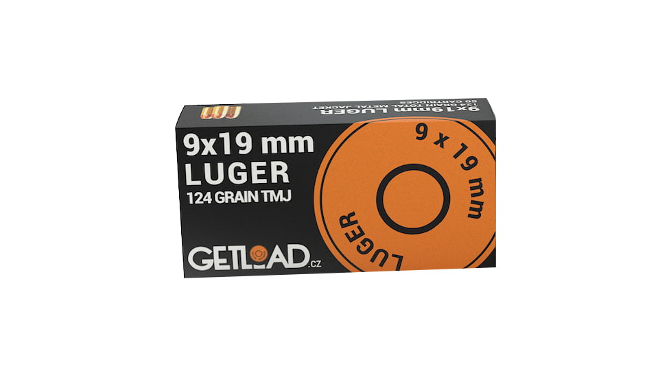 GetLoad 9mm Luger 124 grain Total Metal Jacket Brass Cased Centerfire Pistol Ammo, 100 Rounds, GETL9MMB