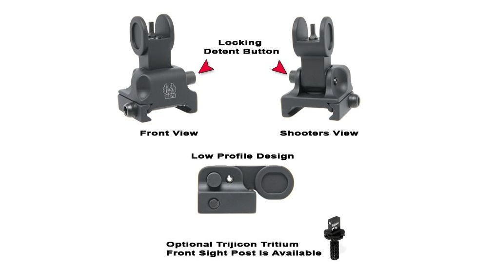 GG&amp;G Top Mounted Deployable Front Sight, Tritium Indicator, Black, GGG-1033T