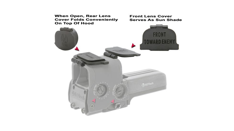 GG&amp;G Hood &amp; Lens Cover Combo for EOTech 558 Front Towards Enemy Engraving, Black, GGG-1425FTE