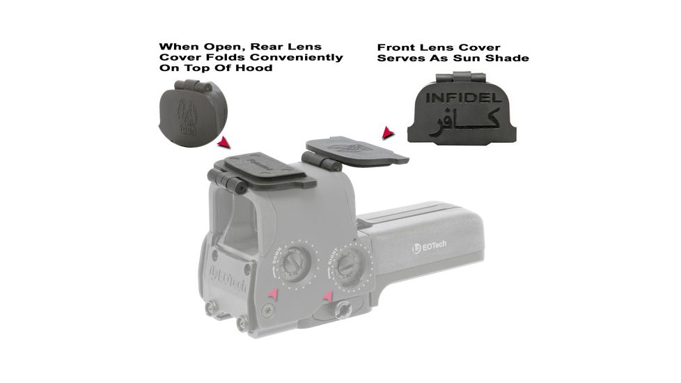GG&amp;G Hood &amp; Lens Cover Combo for EOTech 558 Infidel Engraving, Black, GGG-1425INF