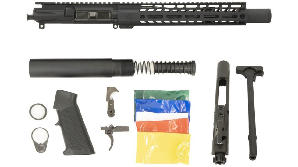Ghost Firearms Upper Receiver, Pistol Lower Parts Kit, .300 Blackout, 10.5in, Pistol , 4150 Light HBAR Barrel, 1-8 Twist, 11in M-LOK Free Float Hand Guard, Flash Can, Black, GF105GFR11FCAN300-KIT