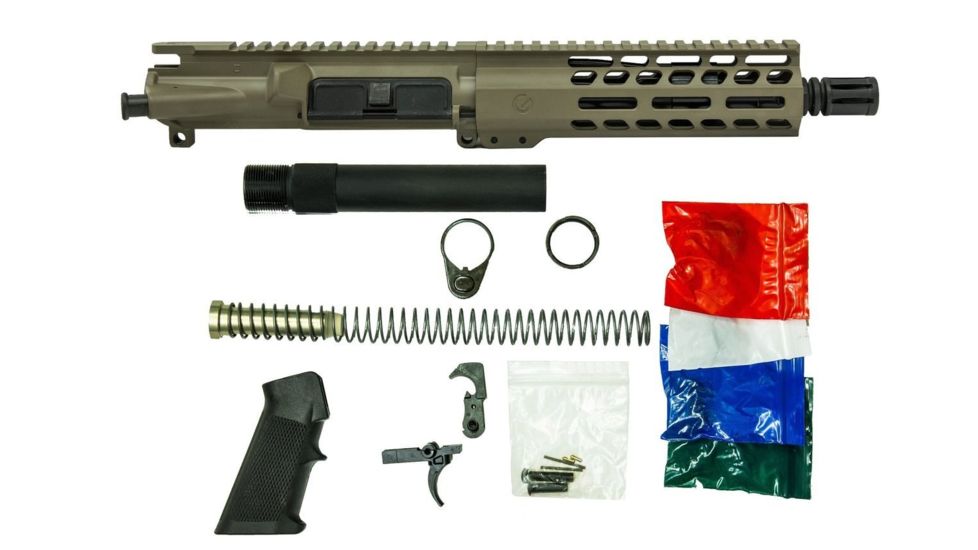 Ghost Firearms Upper Receiver, Pistol Lower Parts Kit, .300 Blackout, 7.5in, Pistol , 4150  Moly Steel Barrel, 1-8 Twist, 7in M-LOK Free Float Hand Guard, A2 Flash Hider, FDE, GF75E7GFR300FDE-KIT