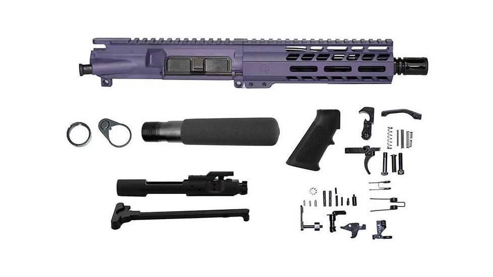 Ghost Firearms Upper Receiver, Pistol Lower Parts Kit, .300 Blackout, 7.5in, Pistol , Moly Barrel, 1-8 Twist, 7in M-LOK Free Float Hand Guard, A2 Flash Hider, Tac Grape, GF75E7GFR300GRP-KIT