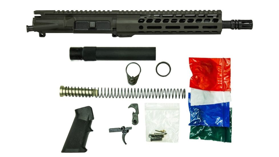 Ghost Firearms Upper Receiver, Pistol Lower Parts Kit, 5.56mm/.223, 10.5in, Carbine , Moly Barrel, 1-7 Twist, 9in M-LOK Free Float Hand Guard, A2 Flash Hider, OD Green, GF105E9GFR556OD-KIT