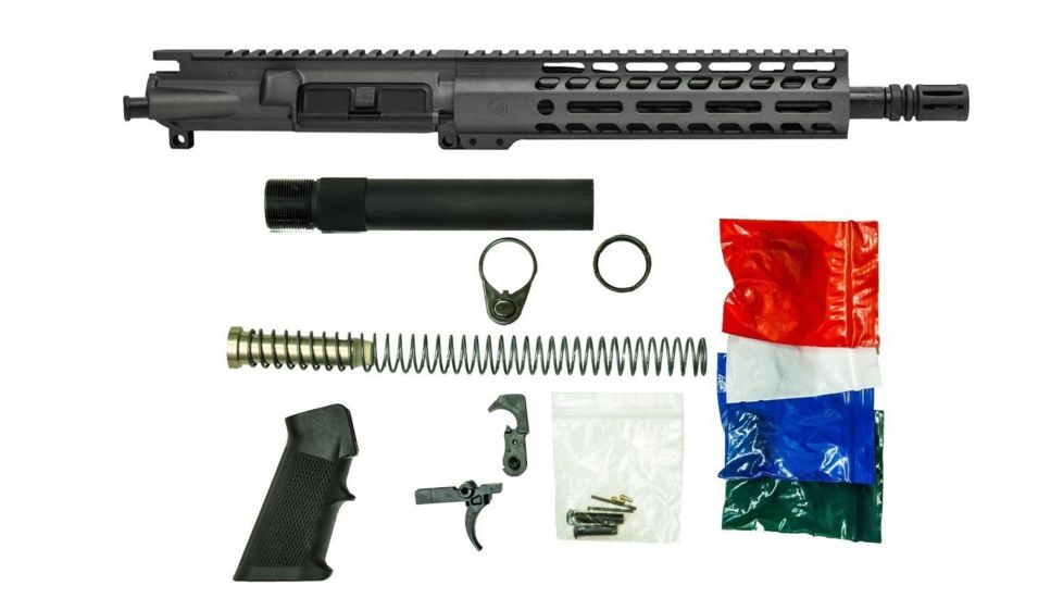 Ghost Firearms Upper Receiver, Pistol Lower Parts Kit, 7.62X39, 10.5in, Carbine , Light HBAR Barrel, 1-10 Twist, 9in M-LOK Freefloat Handguard, A2 Birdcage Flash Hider, Gray, GF105E9GFR762TG-KIT