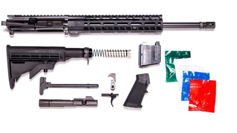 Ghost Firearms Complete Upper Receiver, Rifle Lower Parts Kit, 9mm, 16 inch, Carbine Length, 4150 Chrome Moly Steel Barrel, 1-10 Twist, 11 inch M-LOK Rail, A2 Flash Hider, Black, GF16V11GFR9MM-KIT