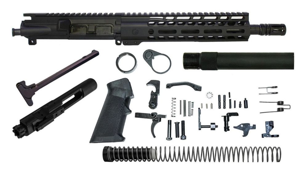 Ghost Firearms Vital Upper Receiver, Pistol Lower Parts Kit, 5.56mm, 10.5in, Carbine , 4150 M4 Barrel, 1-7 Twist, 9in M-LOK Free Float Hand Guard, A2 Birdcage Flash Hider, Black, GF105E9GFR556BLK-KIT
