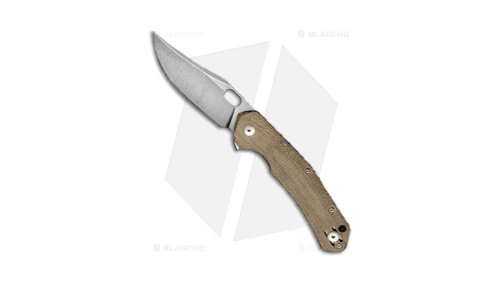 GiantMouse ACE Jutland Folding Knife, 3.35in, ELMAX, Clip Point Blade, Micarta, Green Handle, Green/Gray, 8.15 inch, BHQ-139148