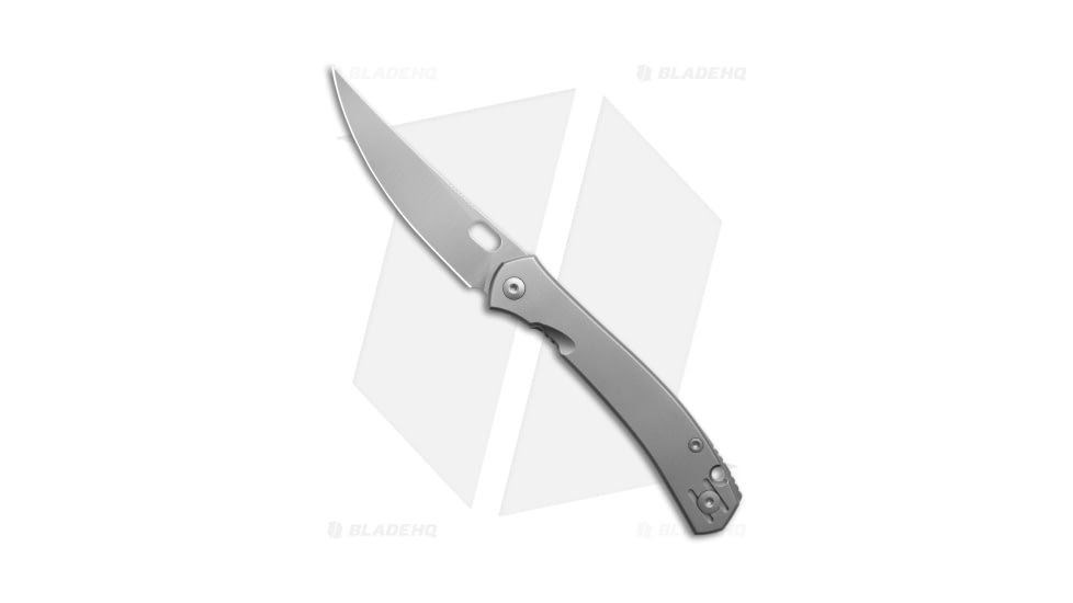 GiantMouse Bleecker Folding Knife, 3.26in, CPM MagnaCut, Trailing Point Blade, Titanium, Gray Handle, Gray/Gray, 7.43 inch, BHQ-204286