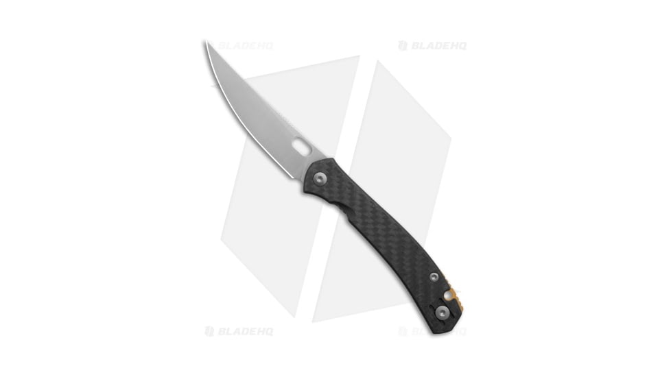 GiantMouse Bleecker Folding Knife, 3.26in, CPM MagnaCut, Trailing Point Blade, Carbon Fiber, Titanium, Black/Gray Handle, Black/Gray/Gray, 7.43 inch, BHQ-204289