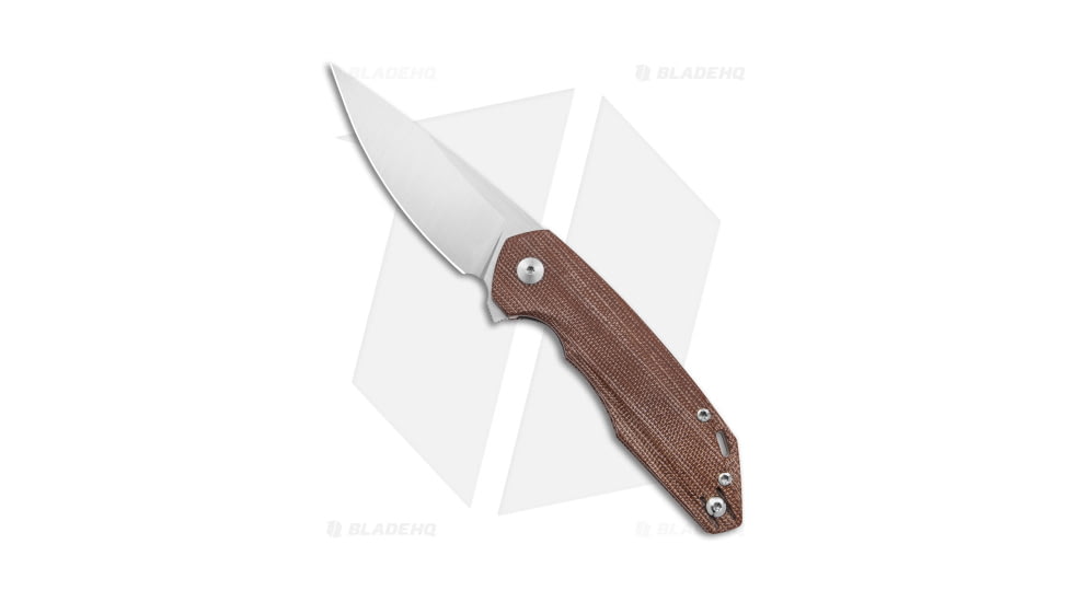 GiantMouse Vox/Anso ACE Corta Folding Knife, 3.125in, Bohler M390 Stainless Steel, Drop Point Blade, Micarta, Brown Handle, Brown/Gray, 7.25 inch, BHQ-135821