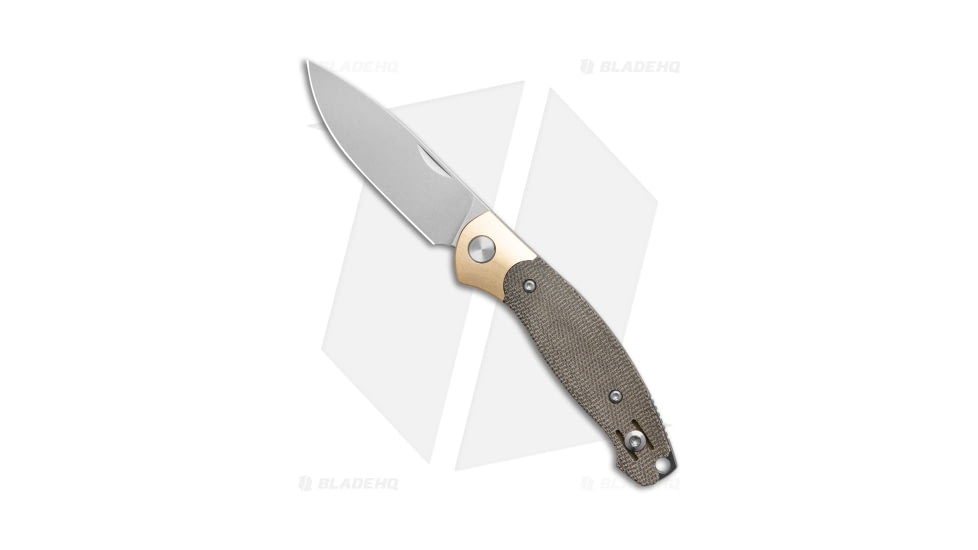 GiantMouse Vox/Anso ACE Farley V2 Folding Knife, 2.75in, ELMAX, Drop Point Blade, Micarta, Green Handle, Green/Gray, 6.40 inch, BHQ-212357