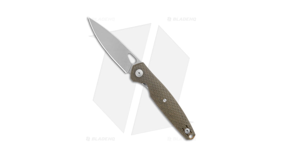 GiantMouse Vox/Anso ACE REO Folding Knife, 3.31in, CPM MagnaCut, Drop Point Blade, Micarta, Green Handle, Green/Gray, 8.00 inch, BHQ-180281