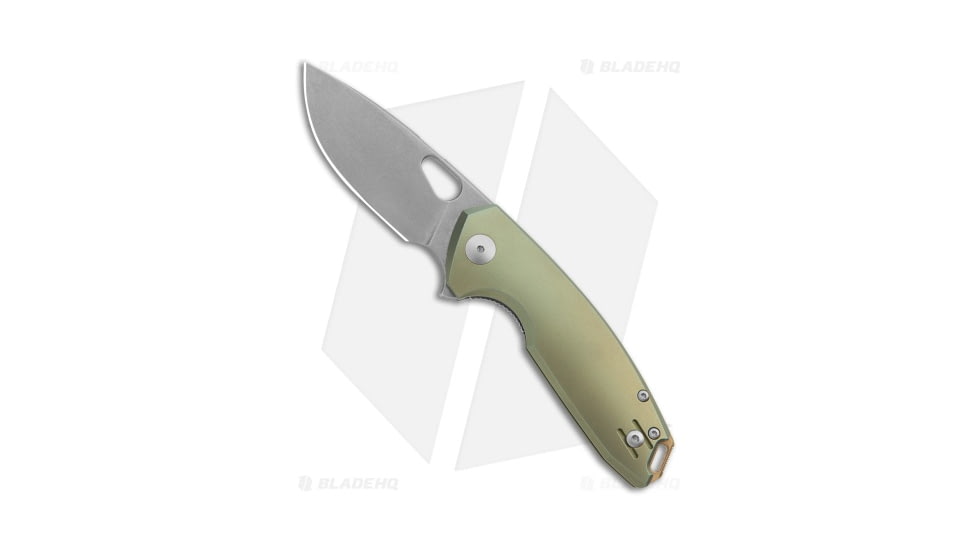 GiantMouse Vox/Anso ACE Tribeca Folding Knife, 2.90in, CPM MagnaCut, Drop Point Blade, Titanium, Green Handle, Green/Gray, 7.15 inch, BHQ-195872