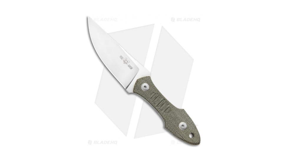 GiantMouse Vox/Anso GMF3 Fixed Blade Knife, 3.25in, Bohler N690, Drop Point Blade, Micarta, Green Handle, Green/Gray, 6.50 inch, BHQ-123801
