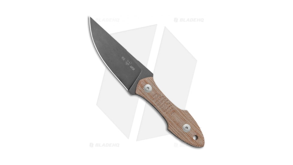GiantMouse Vox/Anso GMF3 Fixed Blade Knife, 3.25in, Bohler N690, Drop Point Blade, Micarta, Brown Handle, Brown/Black, 6.50 inch, BHQ-123802