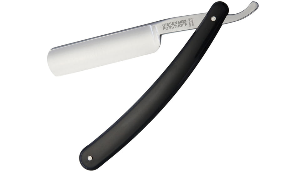 Giesen &amp; Forsthoff Straight Razor Plastic, 6.25in Closed, 3.5in Satin SS Blade, Black Plastic Handle, Extended Tang, Black, 407