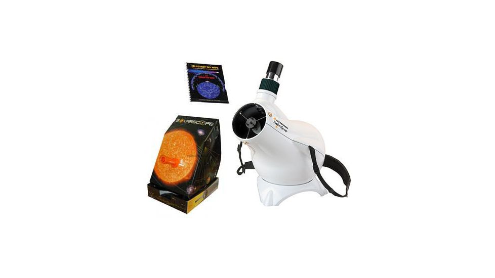3-PC Sky Mysteries Kids Gift Package - Celestron ExploraScope 80mm Special Telescope 21030, Celestron Sky Maps 93722, Solarscope 04P101