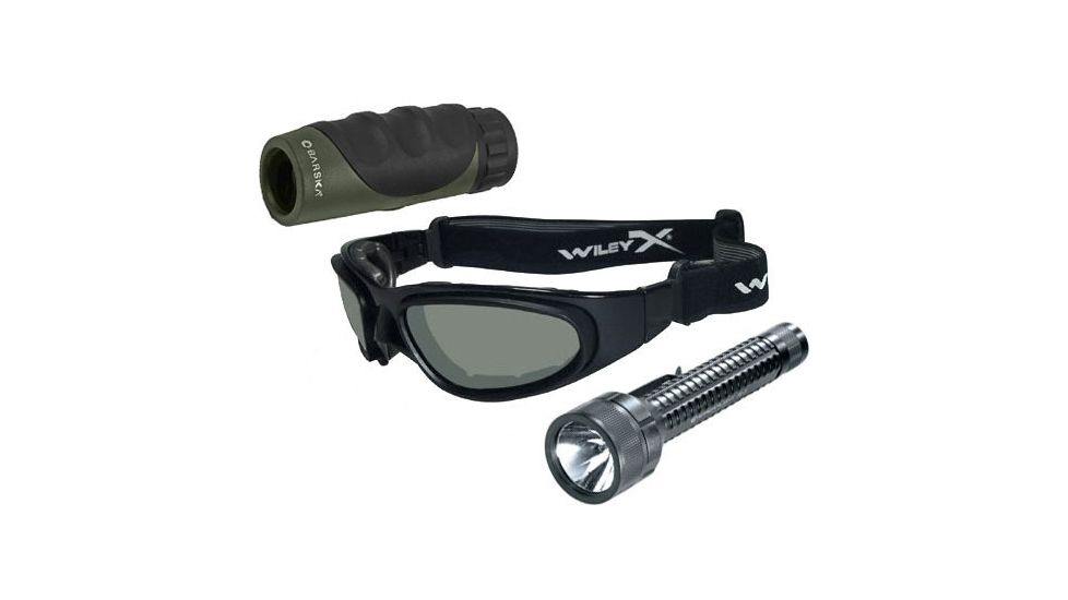 3-PC Enhanced View Military Gift Package - Wiley X SG-1, Streamlight TL-3, Barska 10x25 Monocular
