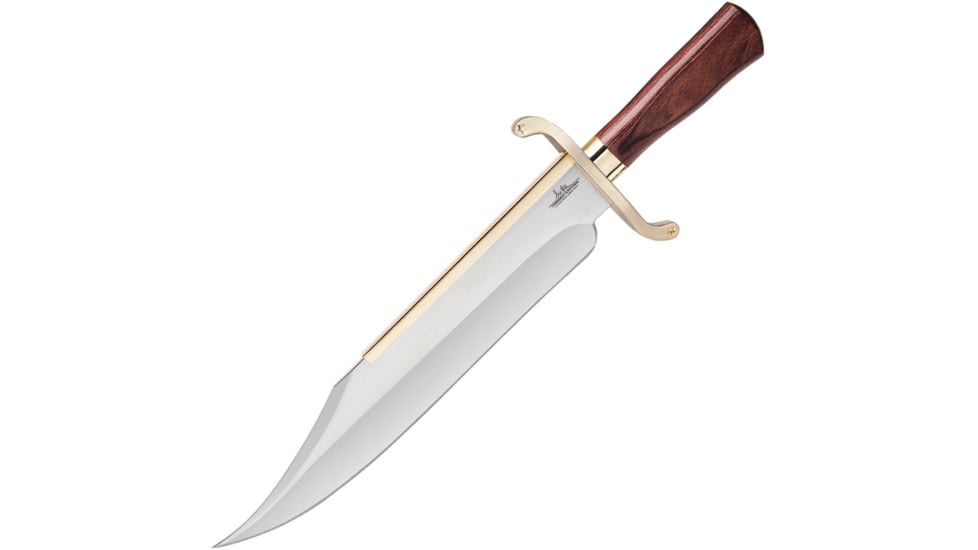 Gil Hibben Old West Bowie Knife, 14 mirror finish stainless clip point blade, Brown wood handle, GH5069