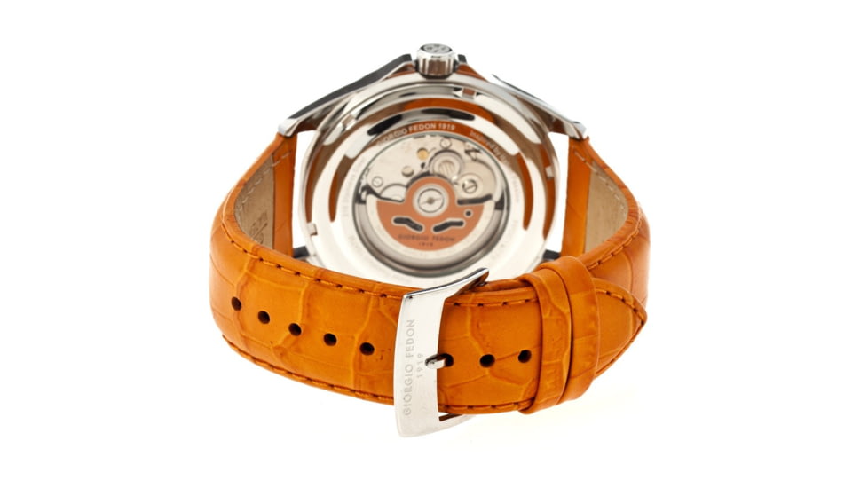 Giorgio Fedon 1919 Fedonmatic VI Mens Watch, Black Dial, Orange Leather Band GIOGFBH001