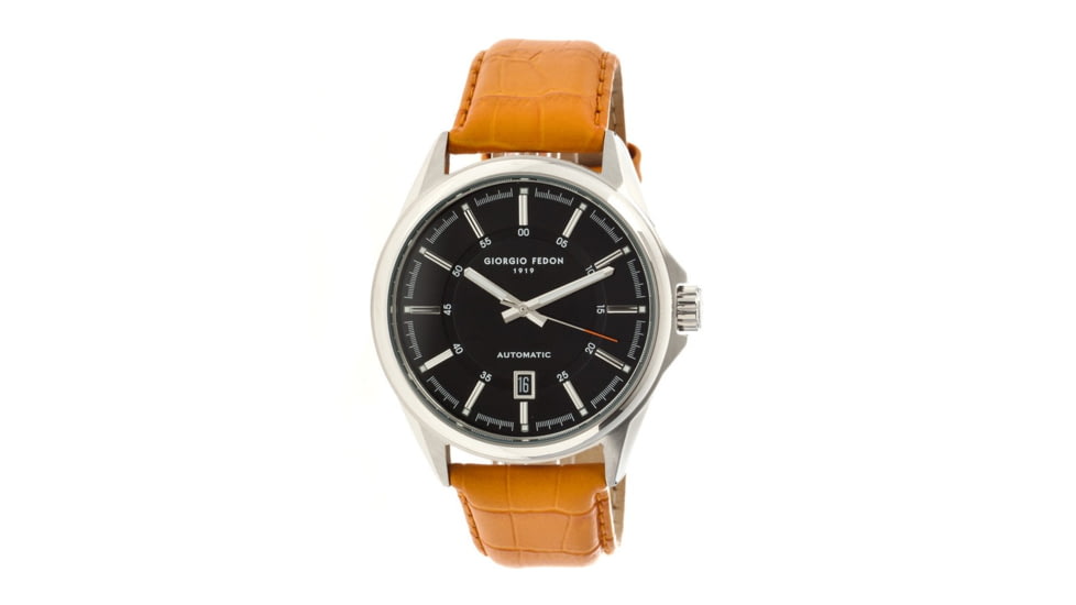 Giorgio Fedon 1919 Fedonmatic VI Mens Watch, Black Dial, Orange Leather Band GIOGFBH001