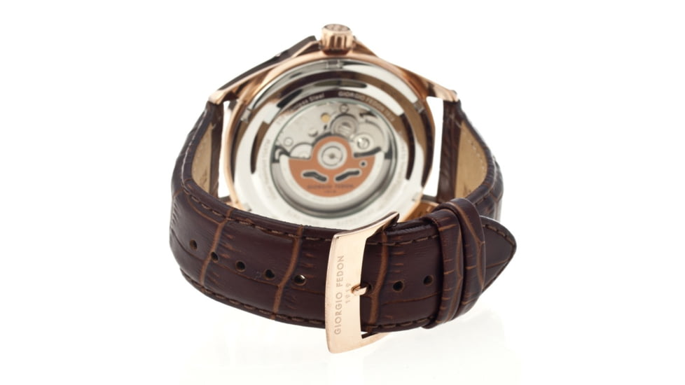 Giorgio Fedon 1919 Fedonmatic VI Mens Watch, Black Dial, Brown Leather Band GIOGFBH003