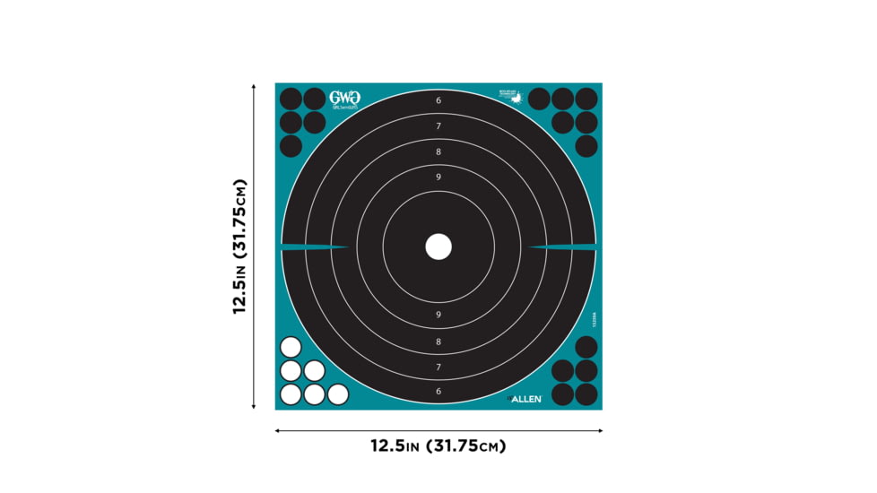 Girls With Guns Gwg Splash Self-Adhesive Paper Bullseye Target, Teal/Black, 12X12, 15279