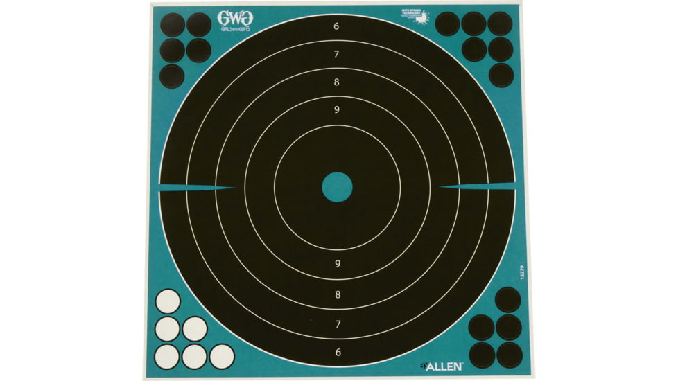 Girls With Guns Gwg Splash Self-Adhesive Paper Bullseye Target, Teal/Black, 12X12, 15279