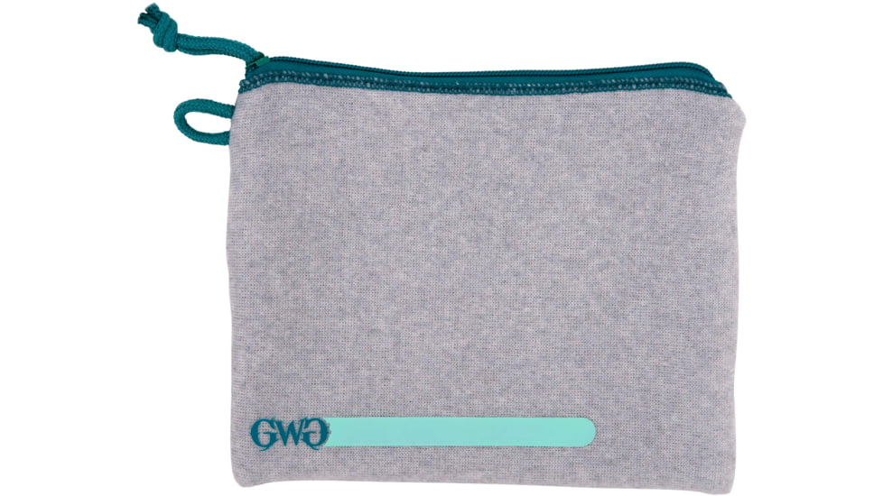 Girls With Guns Knit Fabric Handgun Storage Pouch w/Writable ID Label, Lockable Keyring, Zipper Closure, 7x9in, Fleece Lining, Full Size Interior, Gray/Blue Accents, 9074