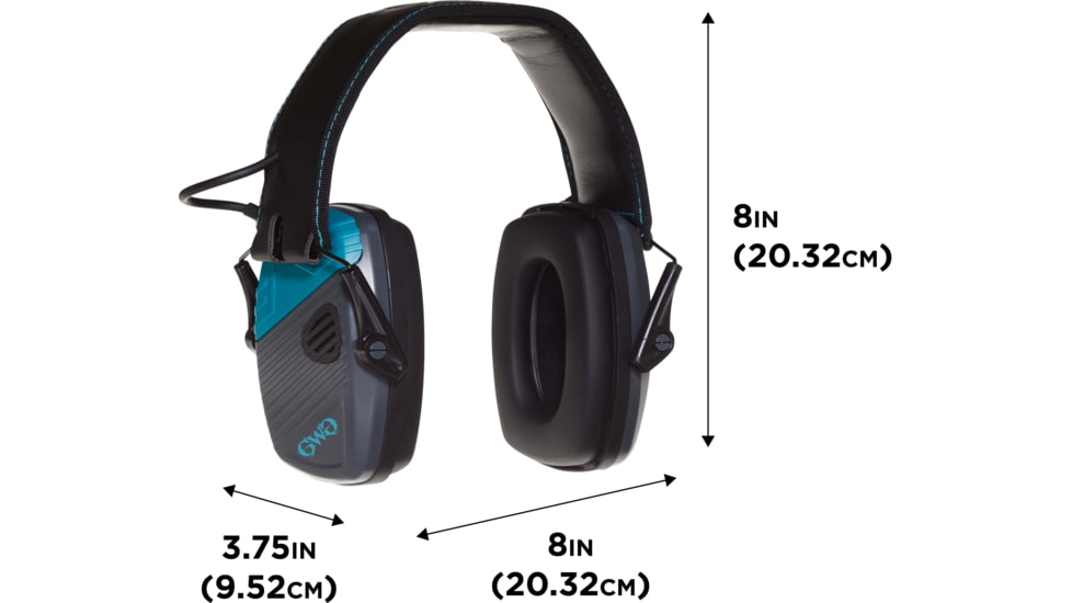 Girls With Guns Shield Low-Profile Electronic Earmuffs, 24 dB NRR, ANSI S3.19 &amp; CE EN352-1 Hearing Protection Rated, Gray/Teal/Black, One Size, 2348
