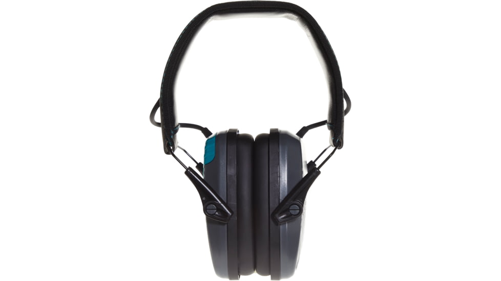 Girls With Guns Shield Low-Profile Electronic Earmuffs, 24 dB NRR, ANSI S3.19 &amp; CE EN352-1 Hearing Protection Rated, Gray/Teal/Black, One Size, 2348