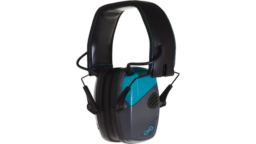 Girls With Guns Shield Low-Profile Electronic Earmuffs, 24 dB NRR, ANSI S3.19 &amp; CE EN352-1 Hearing Protection Rated, Gray/Teal/Black, One Size, 2348