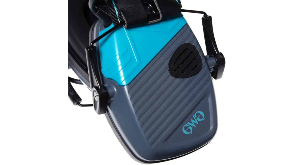 Girls With Guns Shield Low-Profile Electronic Earmuffs, 24 dB NRR, ANSI S3.19 &amp; CE EN352-1 Hearing Protection Rated, Gray/Teal/Black, One Size, 2348