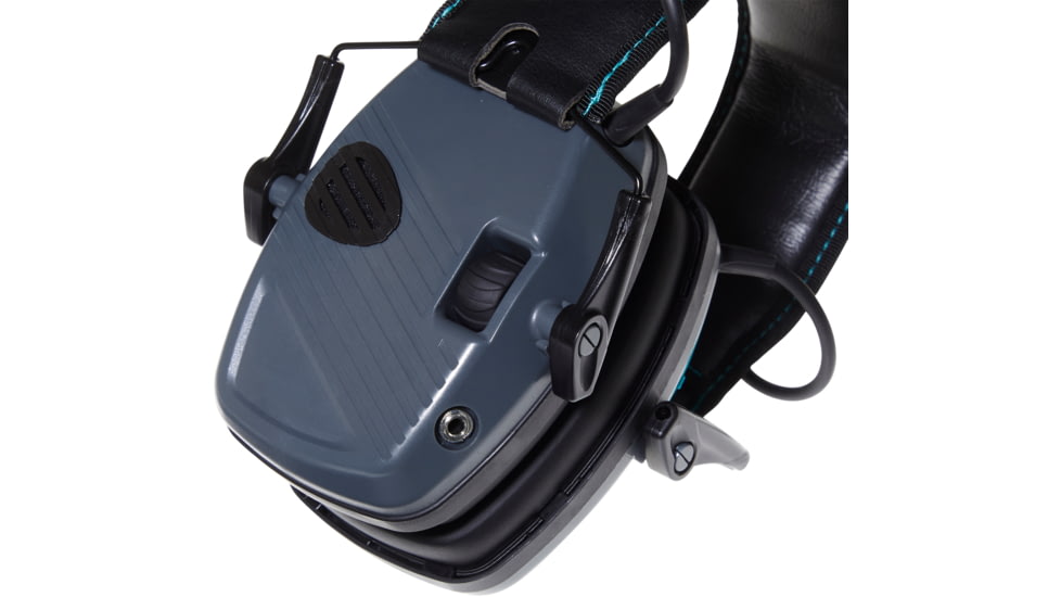 Girls With Guns Shield Low-Profile Electronic Earmuffs, 24 dB NRR, ANSI S3.19 &amp; CE EN352-1 Hearing Protection Rated, Gray/Teal/Black, One Size, 2348