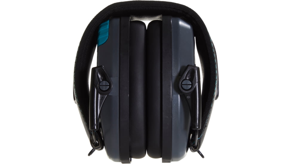 Girls With Guns Shield Low-Profile Electronic Earmuffs, 24 dB NRR, ANSI S3.19 &amp; CE EN352-1 Hearing Protection Rated, Gray/Teal/Black, One Size, 2348