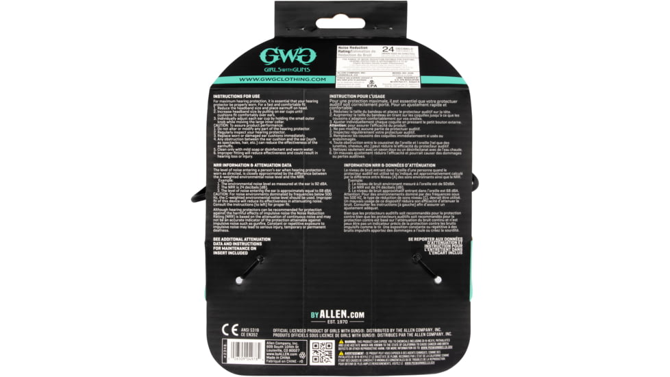 Girls With Guns Shield Low-Profile Electronic Earmuffs, 24 dB NRR, ANSI S3.19 &amp; CE EN352-1 Hearing Protection Rated, Gray/Teal/Black, One Size, 2348