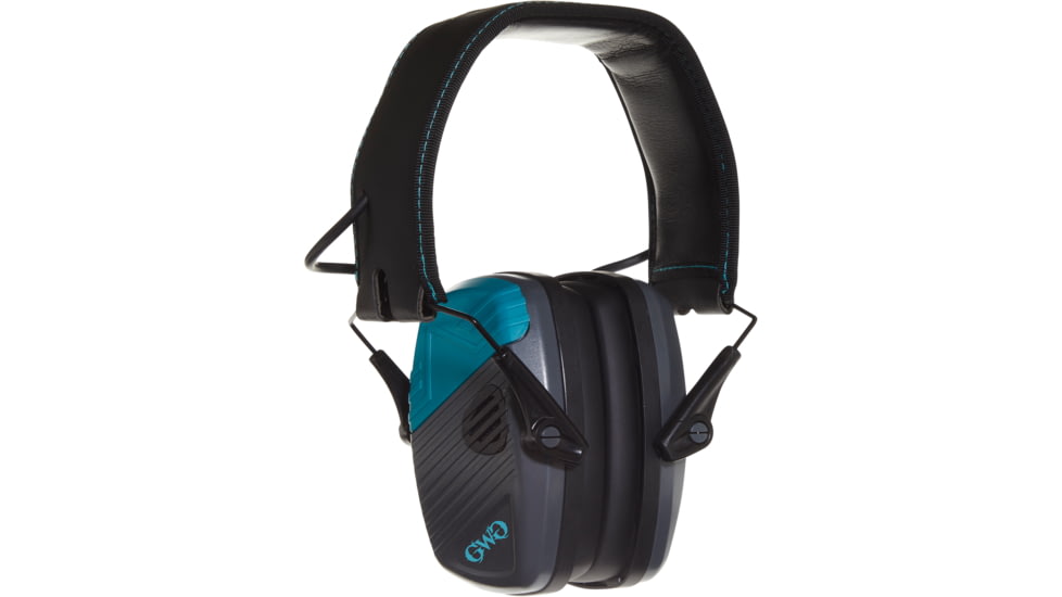 Girls With Guns Shield Low-Profile Electronic Earmuffs, 24 dB NRR, ANSI S3.19 &amp; CE EN352-1 Hearing Protection Rated, Gray/Teal/Black, One Size, 2348