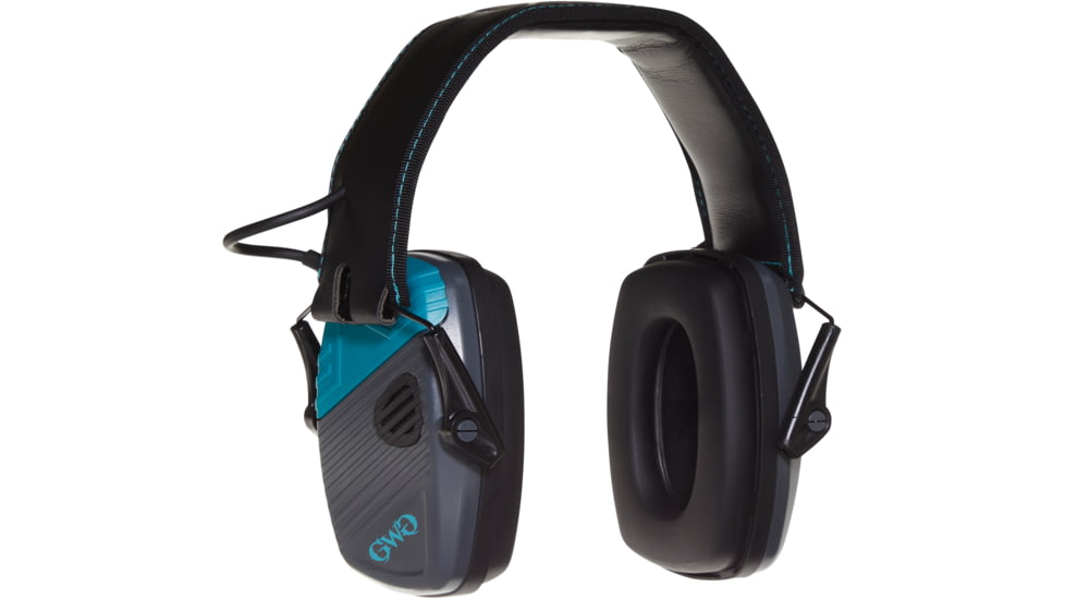 Girls With Guns Shield Low-Profile Electronic Earmuffs, 24 dB NRR, ANSI S3.19 &amp; CE EN352-1 Hearing Protection Rated, Gray/Teal/Black, One Size, 2348